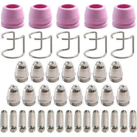 Kit de 40 consommables pour lampe torche de découpe plasma : électrode, buse et godet (1/5)