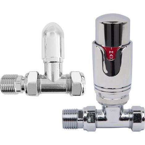 Designer Radiator 15mm Thermostatic Chrome Straight Valve Pack (1/3)