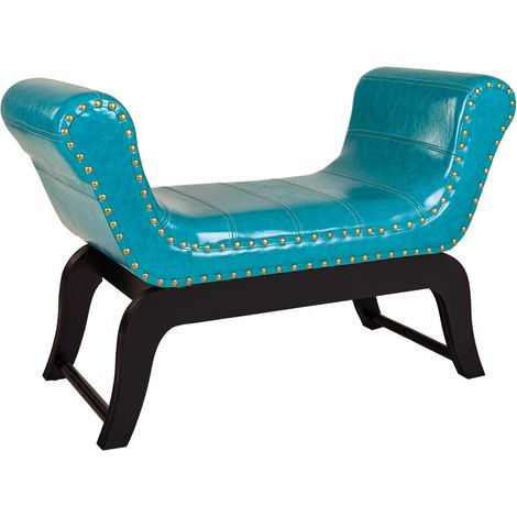 Banqueta de polipiel azul 90x40x65