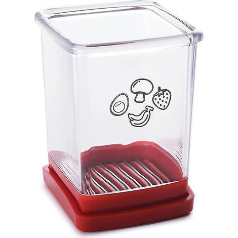 Trancheuse portable pour fruits et légumes avec plateau poussoir, coupe-fruits, coupe-œufs, coupe-bananes et fraises en acier inoxydable, pour la cuisine (1/5)