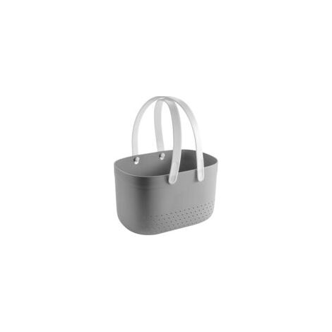 Panier de douche / panier de toilette portable – Grand format – Gris – Avec trous de ventilation (1/5)