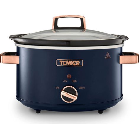 Tower T16042MNB Cavaletto 3.5 Litre Slow Cooker with 3 Heat Settings, Removable pot and Cool Touch Handles, Midnight Blue and Rose Gold (1/7)