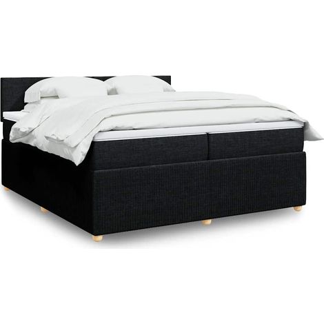 Boxspringbett mit Matratze Schwarz 200x200 cm Stoff