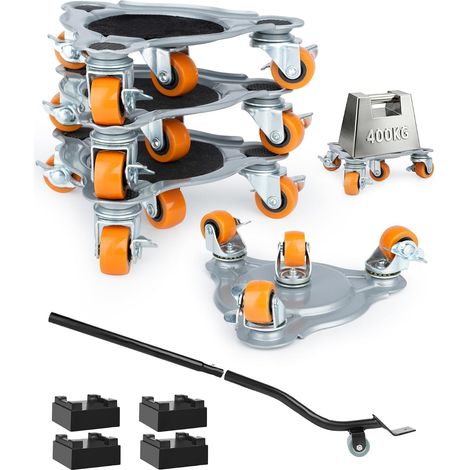 Kit Deplace Meuble 400 kg avec Lève-Meuble – 4 roulettes Pivotantes 360° pour Meubles Lourds, Réfrigérateur, Machine à Laver, Canapé – Outil de Déménagement Facile et sans Effort (1/5)