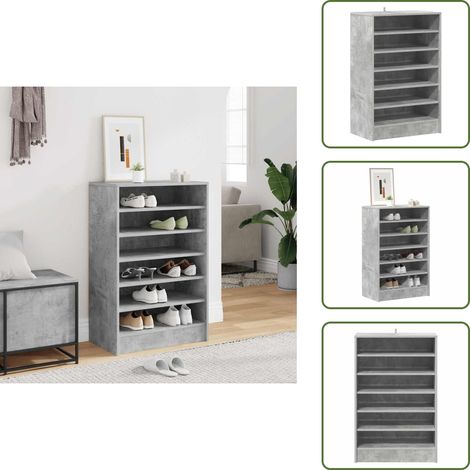 Armoire à chaussures Gris béton 60x35x92 cm Bois d’ingénierie - Armoire À Chaussures - Rangement Chaussures - Organisateur Chaussures - Meuble Entrée - Mobilier Intérieur (1/5)