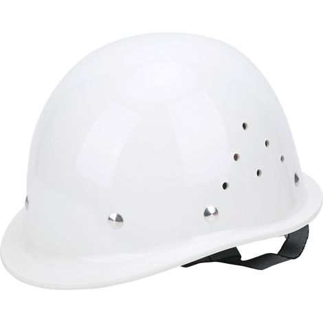 Casque de chantier blanc avec trous d'aération, coque dure respirante pour travaux extérieurs, construction et escalade. (1/5)