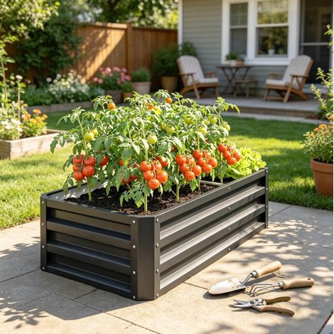 Jardinera elevada de acero galvanizado 120 x 60 x 30,5 cm gris HAVRYA (1/5)