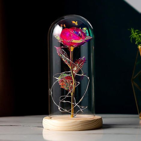 Ewige Rose aus Die Schöne und das Biest, Infinity-Rose unter einer Glaskuppel, Ewiges LED-Licht, Rote Rose (1/5)