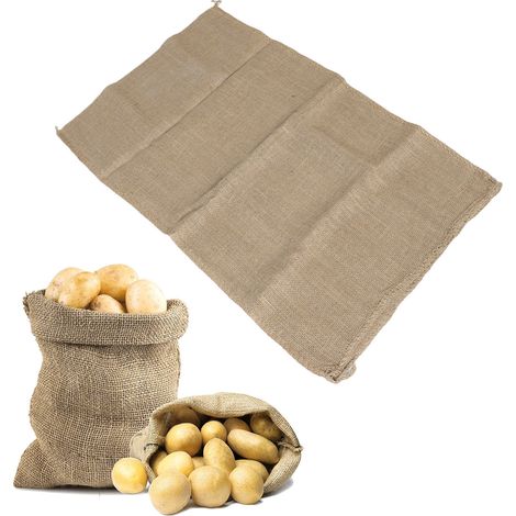 Lot de 2 sacs de course en sac (60 x 100 cm) en toile de jute réutilisable, parfaits pour les jeux de jardin en famille ou le rangement des légumes. (1/5)