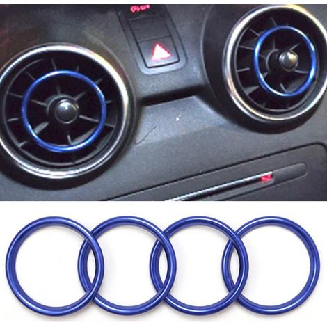 (Anneau intérieur bleu) Anneau décoratif intérieur de sortie d'air de climatisation en alliage d'aluminium pour tableau de bord, accessoire de style automobile. Compatible avec Audi A1 2014-2017. (1/5)