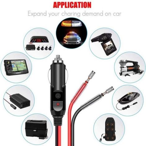 Adaptateur Mâle pour Allume-Cigare - - 2 Pcs - Câble 16 AWG - Fusibles 10A/15A - Universel 12V/24V (1/3)