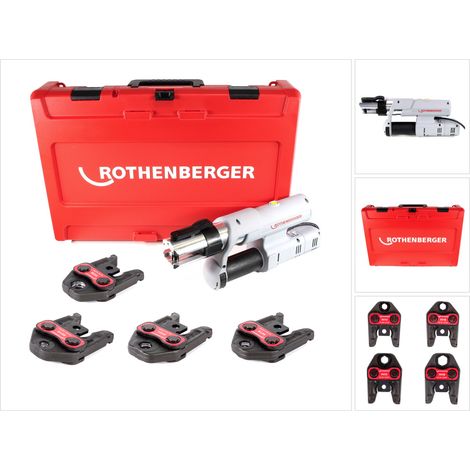 Rothenberger elektrohydraulische Fitting - Pressmaschine ROMAX AC ECO, Set mit Pressbacken Kontur "V"