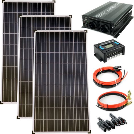 Komplettset 3x130 Watt Poly Solarmodul 1500 W Spannungswandler 30A Laderegler Solar Inselanlage (1/5)