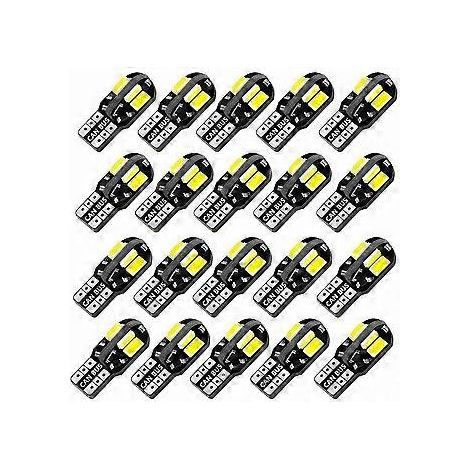 20 Stück T10 194 LED-Autolampen, 192 LED-Autolampen, 168 LED-Lampen, 8 SMD 6000K weiße LEDs für Innenraumbeleuchtung (Kuppel-, Karten-, Tür-, Einstiegs- und Kennzeichenbeleuchtung)