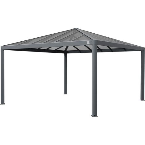PRIMEYARD Cenador de Jardin 4x4 m con Techo de policarbonato - Hardtop Pabellón (1/5)