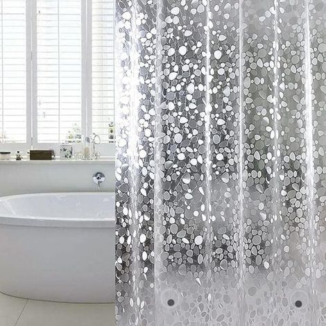 Tenda doccia antimuffa 180x200 cm, tenda doccia impermeabile e traslucida per vasca e bagno (1/4)