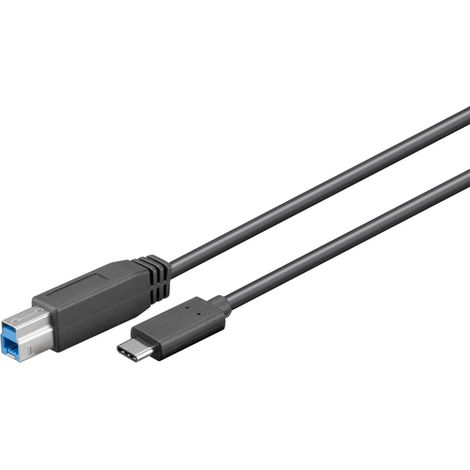 USB 3.0 Kabel USB-C™ auf B, schwarz, USB-3.0-Stecker (Typ B) USB-C™-Stecker. Kabellänge 1 m