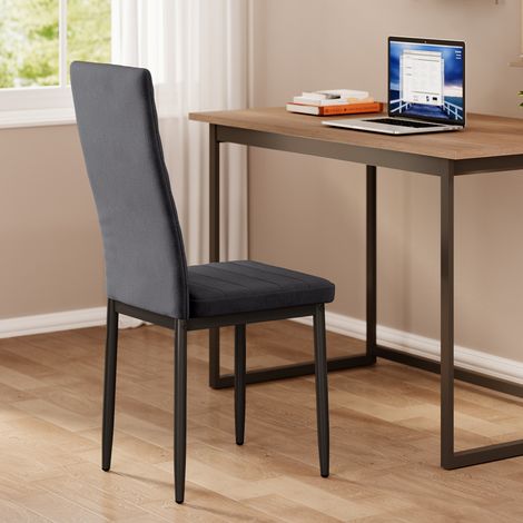 Bealife 6 Chaises Salle à Manger Lot de 6 Chaises de Cuisine Siege Rembourre en Tissu Velours Patte Metal Pied en Caoutchouc Gris Foncé