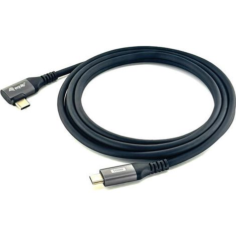 CABLE USB-C MACHO - USB-C MACHO ACODADO 90º  2 METRO EQUIP 5A  100W 480mbps (1/4)