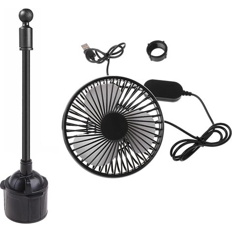 5-Zoll-Auto-Getränkehalter-Ventilator, 5 V, universell verstellbarer Schwanenhals, große Windstärke, 3 Geschwindigkeitsstufen (1/4)