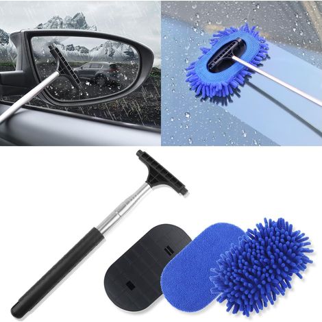 Kit de nettoyage de vitres de voiture 3 en 1, comprend 2 tampons de nettoyage en microfibre, conception rotative à 180 degrés. (1/5)