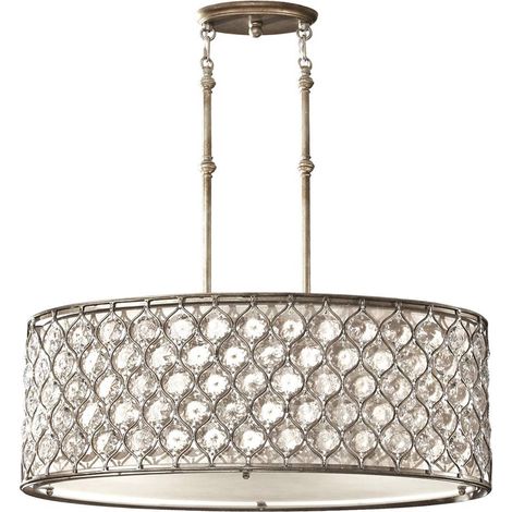 Elstead Lucia - Pendente Cilindrico 3 Luci Soffitto Argento Lucido, E27 (1/4)