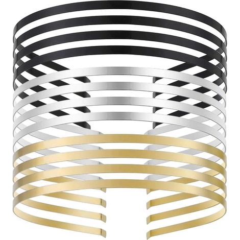 Lot de 12 bandeaux en métal lisse - Ton argenté, doré et noir - Pour bricolage - Base de diadème - 3 couleurs - 3 mm (1/5)