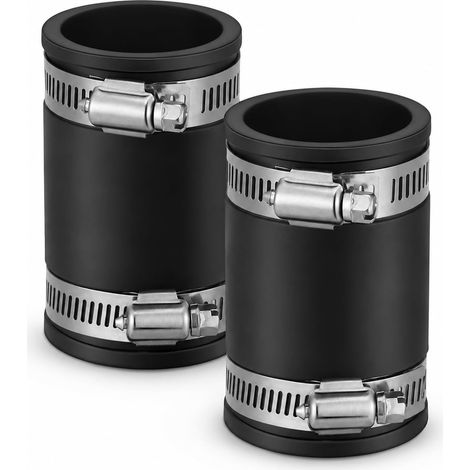 2 Pieces 40 mm Flexible Rubber Sleeve with Stainless Steel Clamps (1/5)