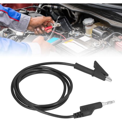 Câble de Test Flexible avec Pinces Crocodile et Fiches Banane 4mm pour Électricité J.70035‑1 Noir (1/5)