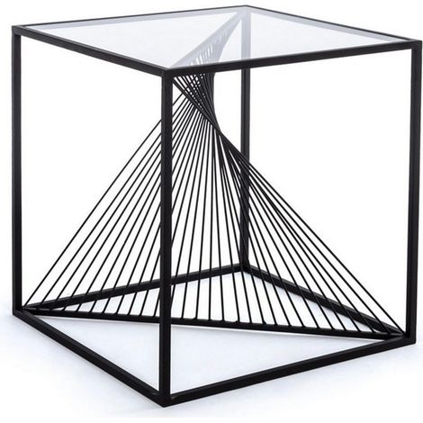 Tavolino "Espiral" struttura in acciaio e piano in vetro per arredamento -Classic / 40 x 40 cm (1/4)