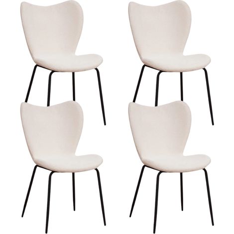 4er-Set Esszimmerstühle Sia aus cremefarbenem Bouclé-Stoff – ohne (1/5)