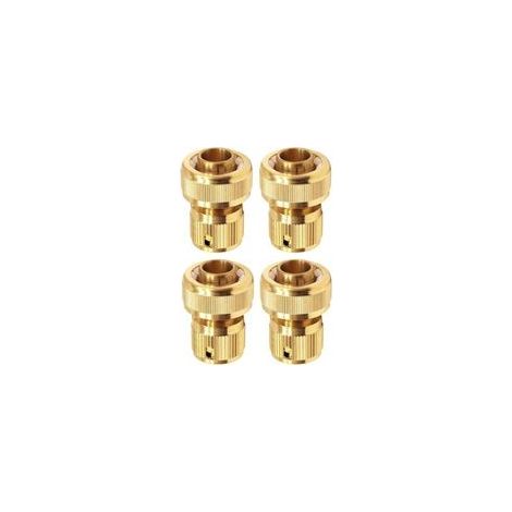 Raccord rapide en laiton de 19 mm (3/4 pouce) pour tuyau d’arrosage – Lot de 4 pièces, étanche et résistant à la corrosion, compatible avec les raccords standard européens