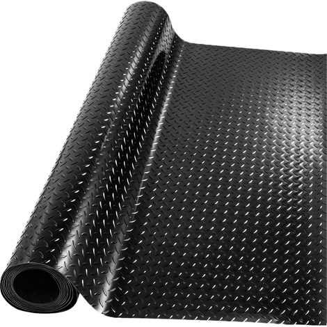 Tapis de sol en caoutchouc antidérapant avec picots - 300 x 150 cm - Vendu au mètre - Pour cave, atelier, garage (1/5)