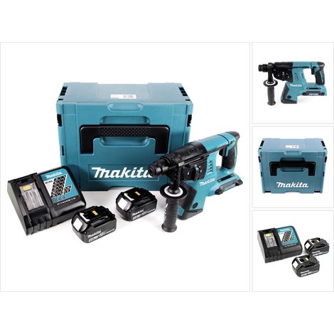 Makita DHR 263 RMJ 2x18V / 36 V SDS-Plus Akku Bohrhammer mit 2 x 4,0 Ah Akku + DC18RC Ladegerät im Makpac 4