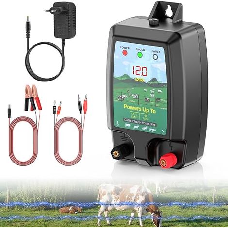 Clôture Électrique pour Animaux Électrificateur Clôture Électrique Écran LCD Clôture Électrique pour Protection des Animaux (1/5)