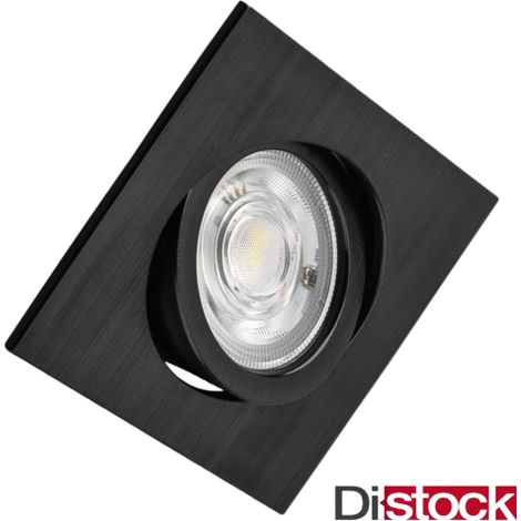 Spot LED encastrable 3en1 carré noir 7W IP20 – Température de couleur 3000K/4000K/6500K – Angle de diffusion 38° – Installation rapide avec ressorts – Braytron (1/5)