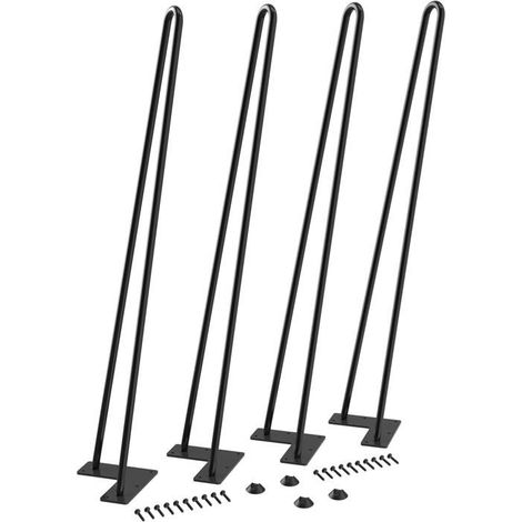 BelleRise - Lot de 4 pieds de table épingle à cheveux de 71 cm, supportant jusqu'à 204 kg, avec embouts de protection, style moderne siècle (1/5)
