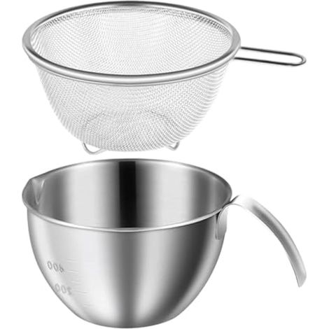 Set de bols de mélange en acier inoxydable, passoire et panier égouttoir avec poignées, idéal pour la préparation culinaire et le lavage des aliments (1/5)