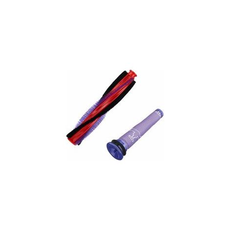 Staubsauger-Rollenbürste für Dyson V6/DC59/DC62/SV03, Ersatzset (1 Bürstenrolle 185 mm und 1 Hepa-Filter) - Crezuo