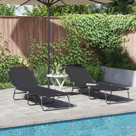 Klappbare Sonnenliege 2 pcs Schwarz 188 x 57 x 86,5 cm