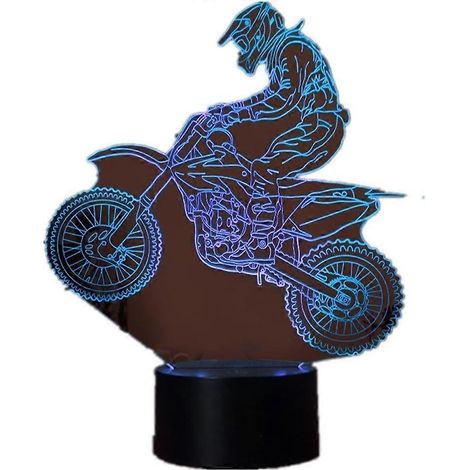 Cette veilleuse 3D en forme de moto et cette lampe de bureau 3D originale sont dotées d'une interface USB, de 7 couleurs et d'une commande tactile. C'est un cadeau idéal pour les fêtes, pour les passi (1/5)