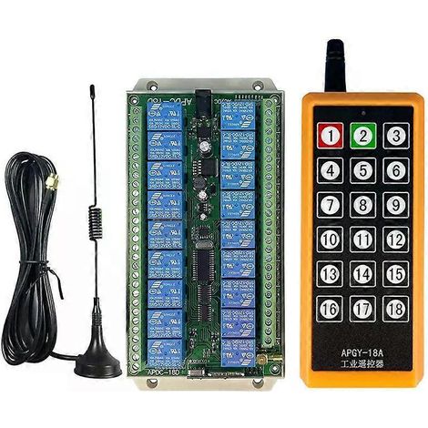 DC 12V/24V 18-Kanal Funkfernbedienung mit 2000 m Reichweite und Saugnapfantenne (1/4)