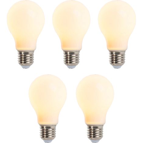QAZQA Set di 5 lampadine LED dimmerabili E27 A60 opale 5W 380lm