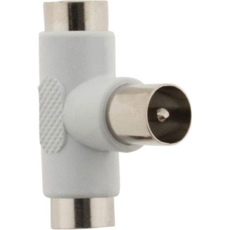 Té dérivation TV 1 entrée mâle, 2 sorties femelles Ø9,5mm - Zenitech (1/4)