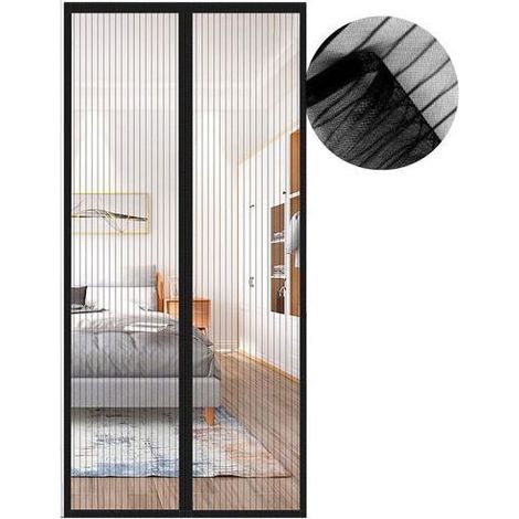Moustiquaire Magnétique Porte 90 x 215 cm Rideau Anti-Insectes Noir Balcon Terrasse Fermeture Silencieuse sans Perçage Renforcée (1/5)