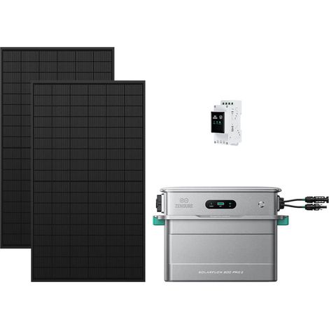 Zendure SolarFlow 800 Pro 2 - Stockage énergétique solaire domestique 800W, gestion intelligente, IP65, avec Compteur intelligent 3CT, avec 450Wx2 Panneau Bifacial