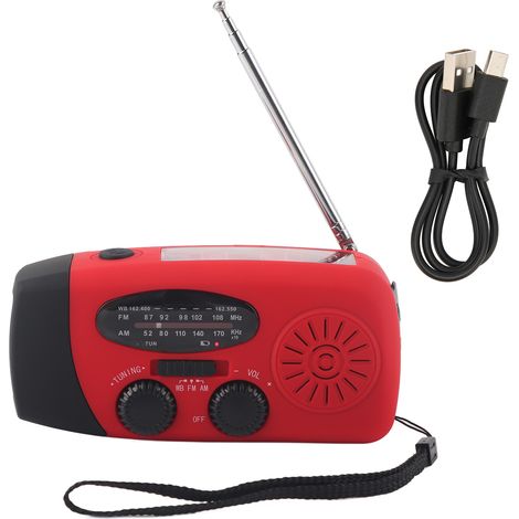 Radio de survie solaire et manivelle AM/FM/Météo avec lampe torche LED et chargeur d'urgence (1/5)