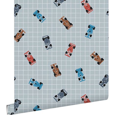 papier peint voitures de course bleu - ESTAhome (1/5)