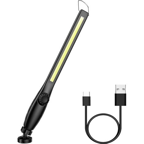 Lampe de Travail LED Rechargeable avec Aimantée et USB Rotation à 360 degrés, Lampe Inspection LED Rechargeable, Lampe D'inspection pour Atelier de Ménage Camping en Plein Air Randonnée (Noir) (1/5)