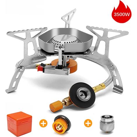 Réchaud à gaz de camping coupe-vent, brûleur touristique d'extérieur, chauffage puissant, réchaud de tourisme, fourneau portable, fournitures et équipement de pique-nique, réchauds de cuisine portable (1/5)